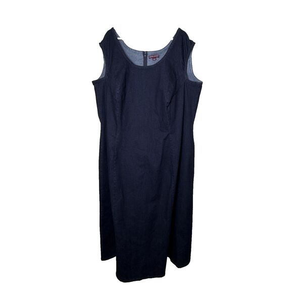 Jessica London Plus Size 30 Dark Blue Denim Maxi Dress Stretch Cottage Core - Picture 1 of 6